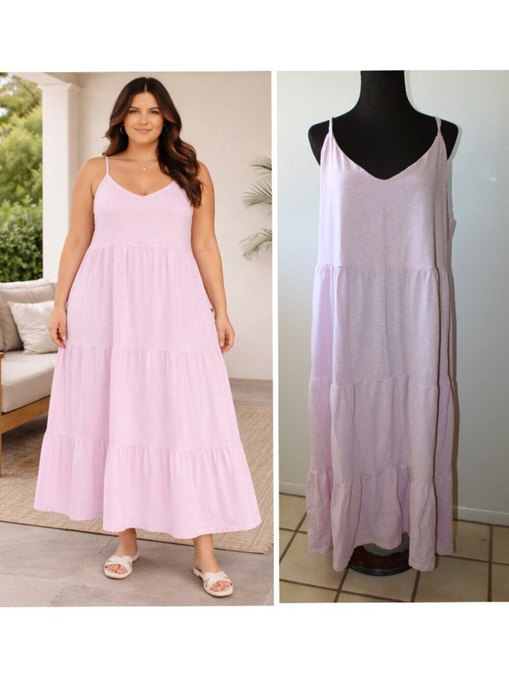 Old Navy Oleander Tiered Slub-Knit Midi Cami Swing Dress Size 2X Summer Casual